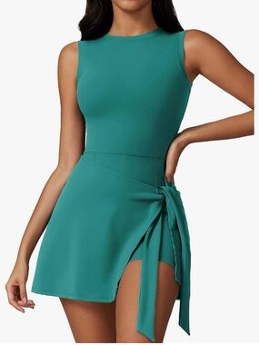 NWT Trac Teal Sleeveless Wrap-Detail Mini Dress